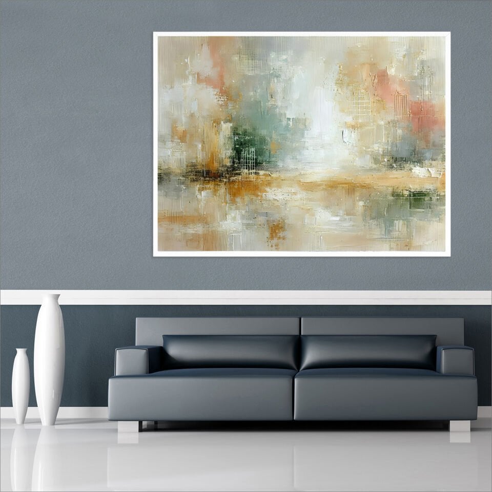 Pastel Dinginlik Soyut Dokulu Yağlıboya Tablo