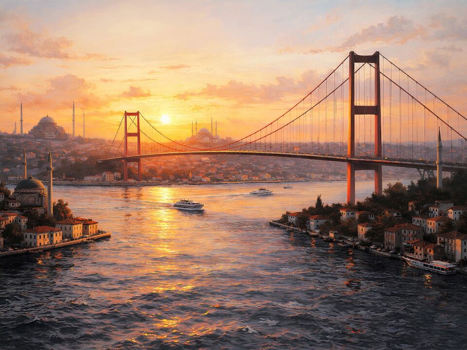 İstanbul Tablosu Boğazda Gün Batımı