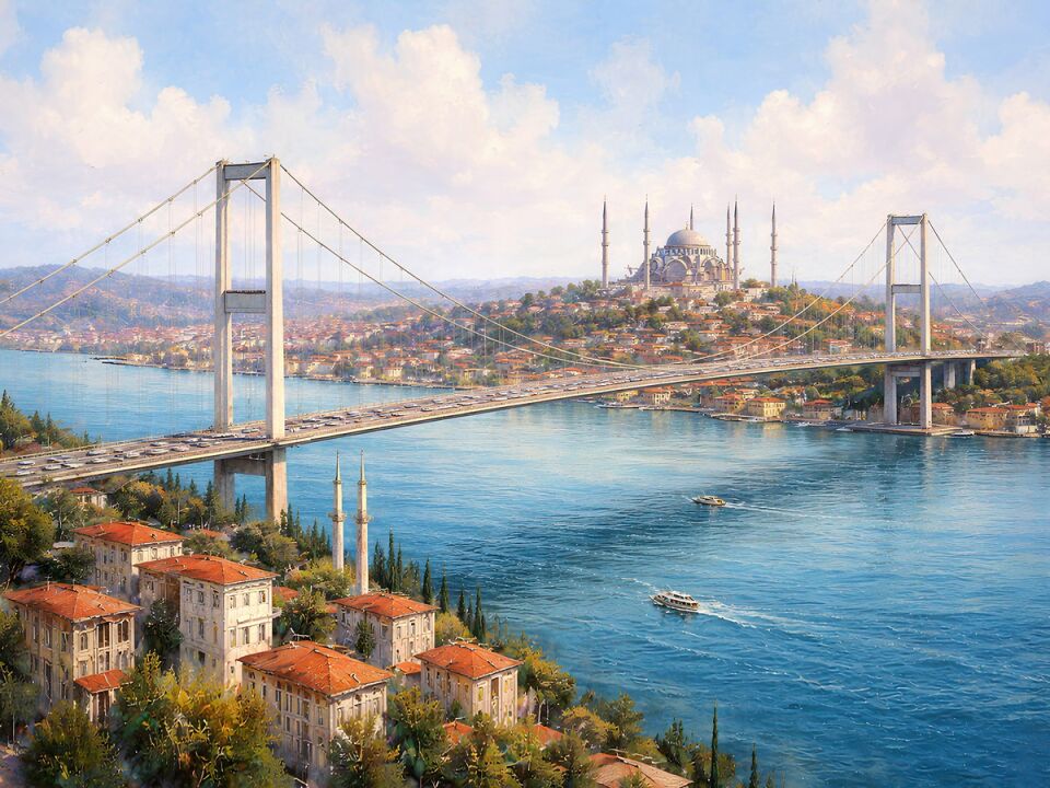 İstanbul Tablosu Boğaziçi ve Büyük Çamlıca Camii