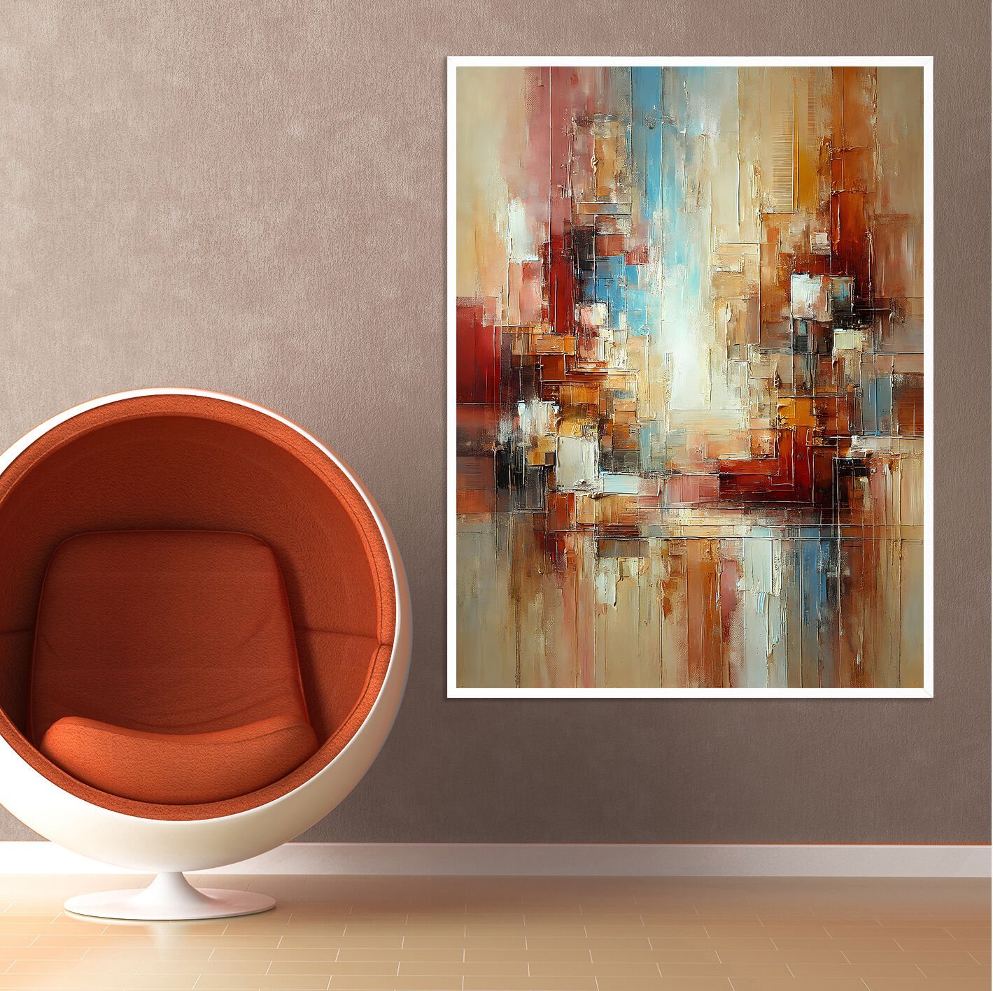 Renk Blokları Soyut Dokulu Yağlıboya Tablo