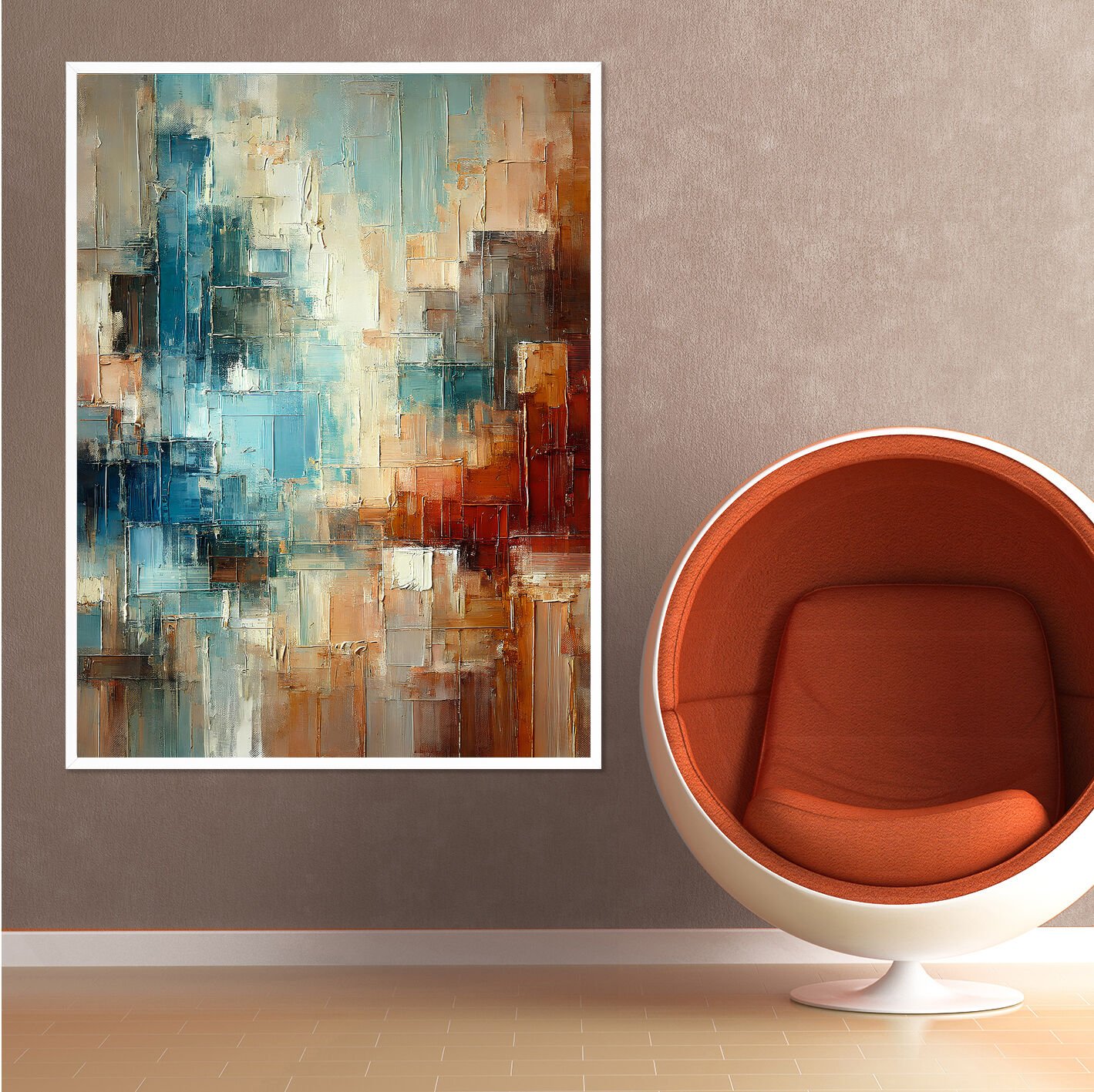 Doku İçinde Zaman Soyut Dokulu Yağlıboya Tablo