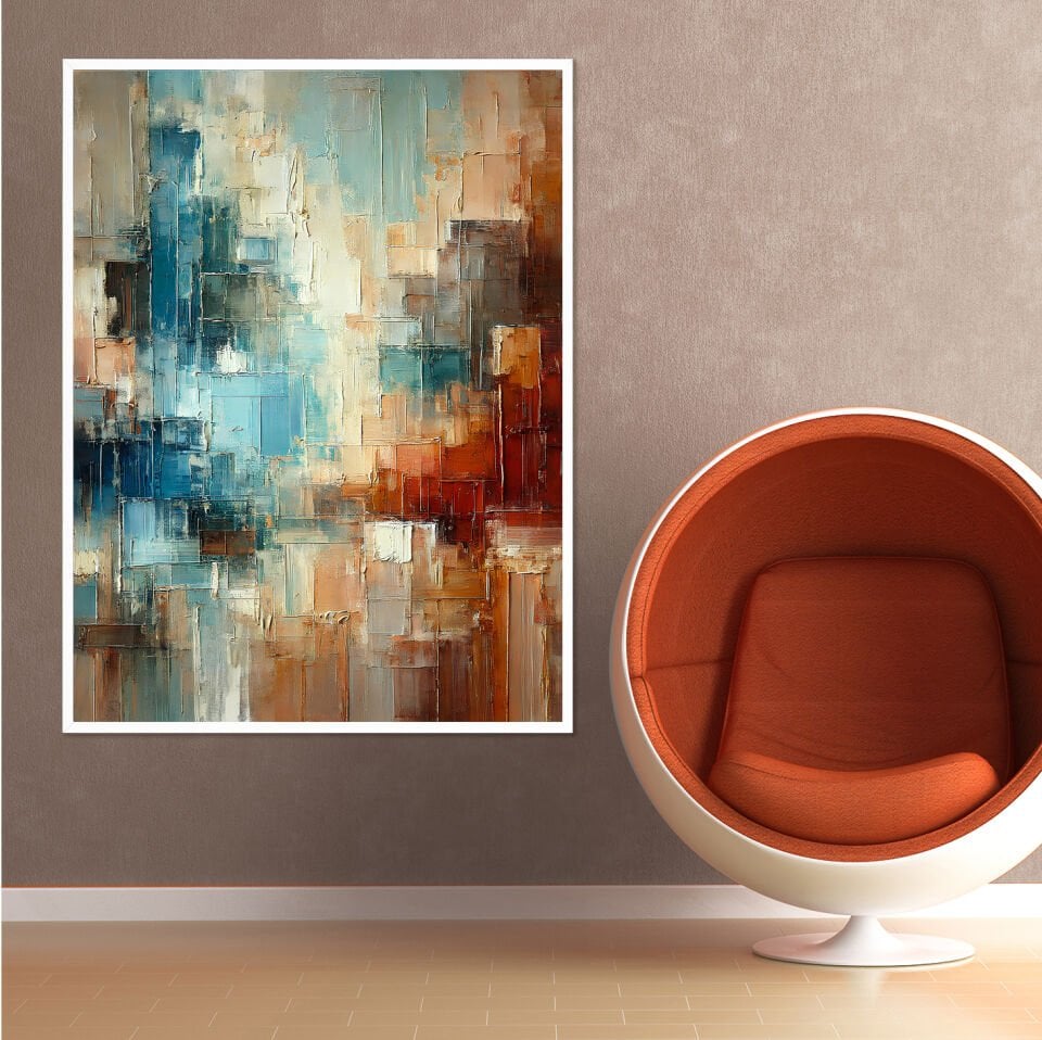 Doku İçinde Zaman Soyut Dokulu Yağlıboya Tablo