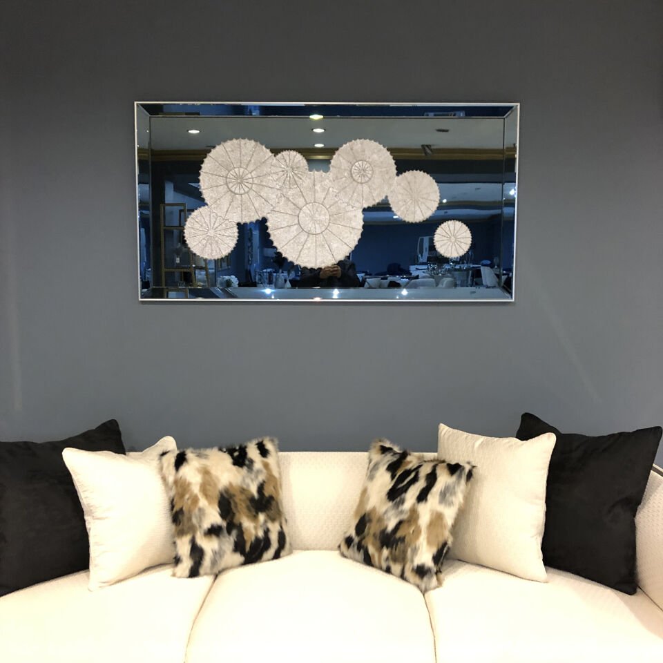 Almira Flowers Dekoratif Aynalı Tablo 80x155 cm - Gümüş