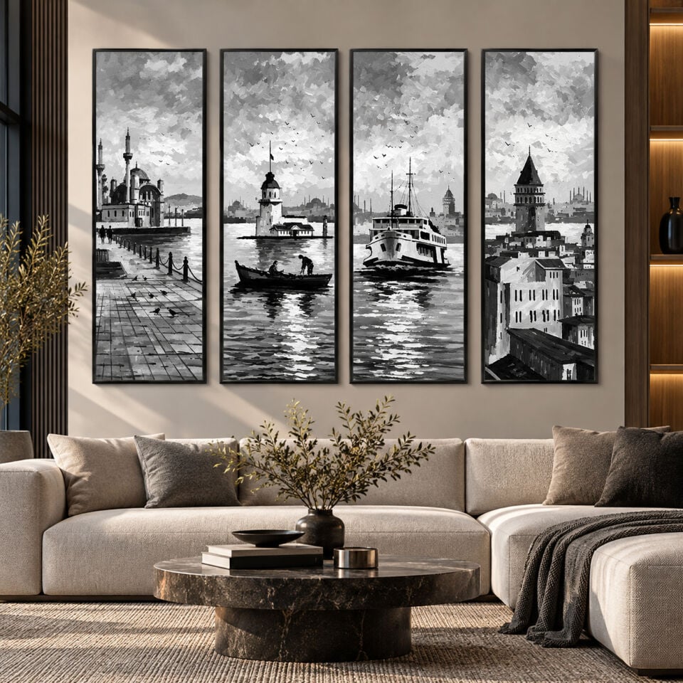 Dört Zaman İstanbul Dokulu Yağlıboya Tablo