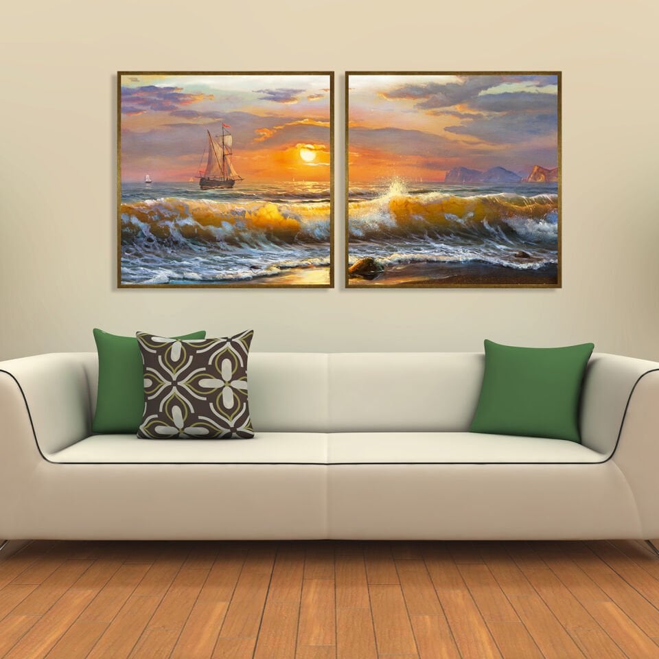 Günbatımında Ufuk Dokulu Yağlıboya Tablo