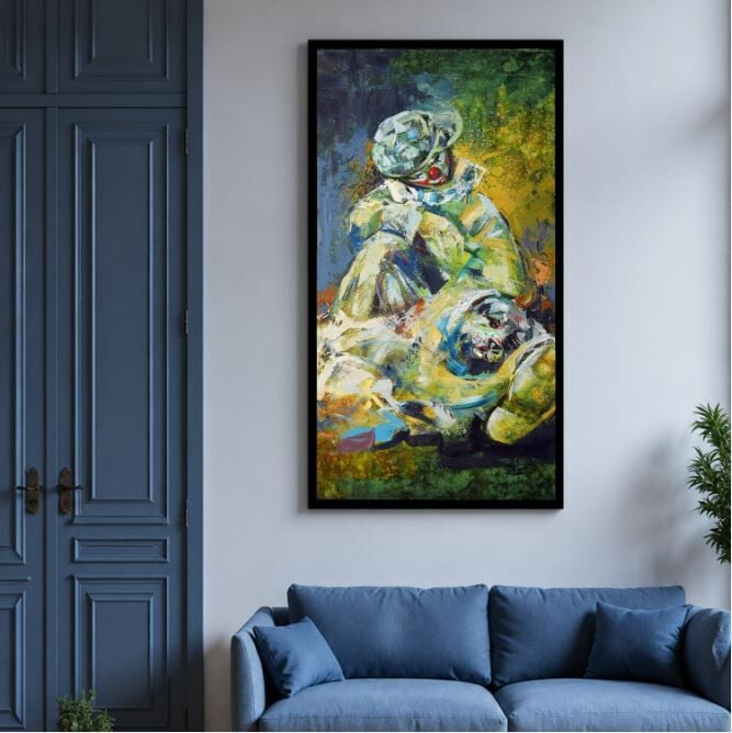 Soyut Figür Yağlıboya Tablo – Sessiz Yakınlık