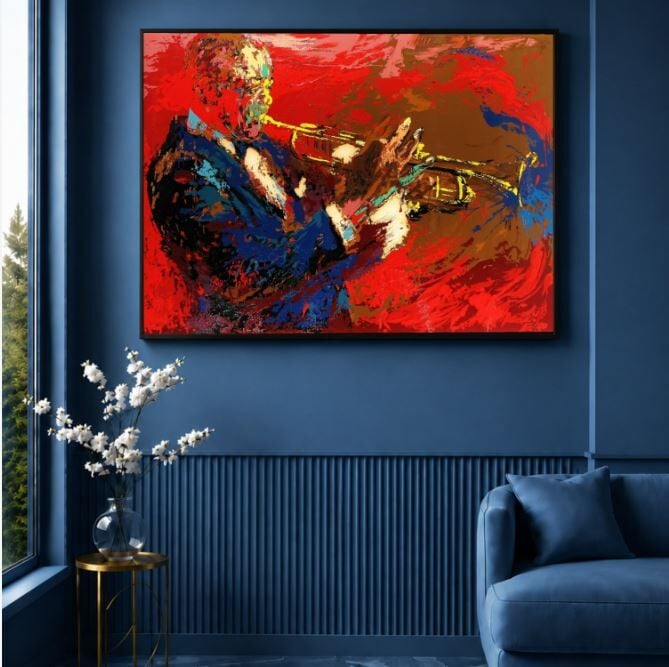 Cazın Ritmi Müzik Temalı Dokulu Yağlı Boya Tablo