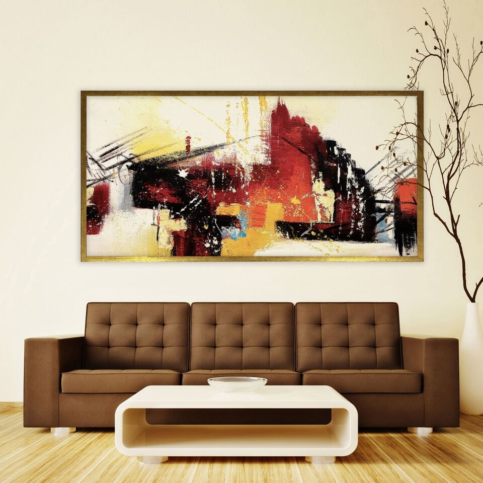 Renk Patlaması Soyut Dokulu Yağlıboya Tablo