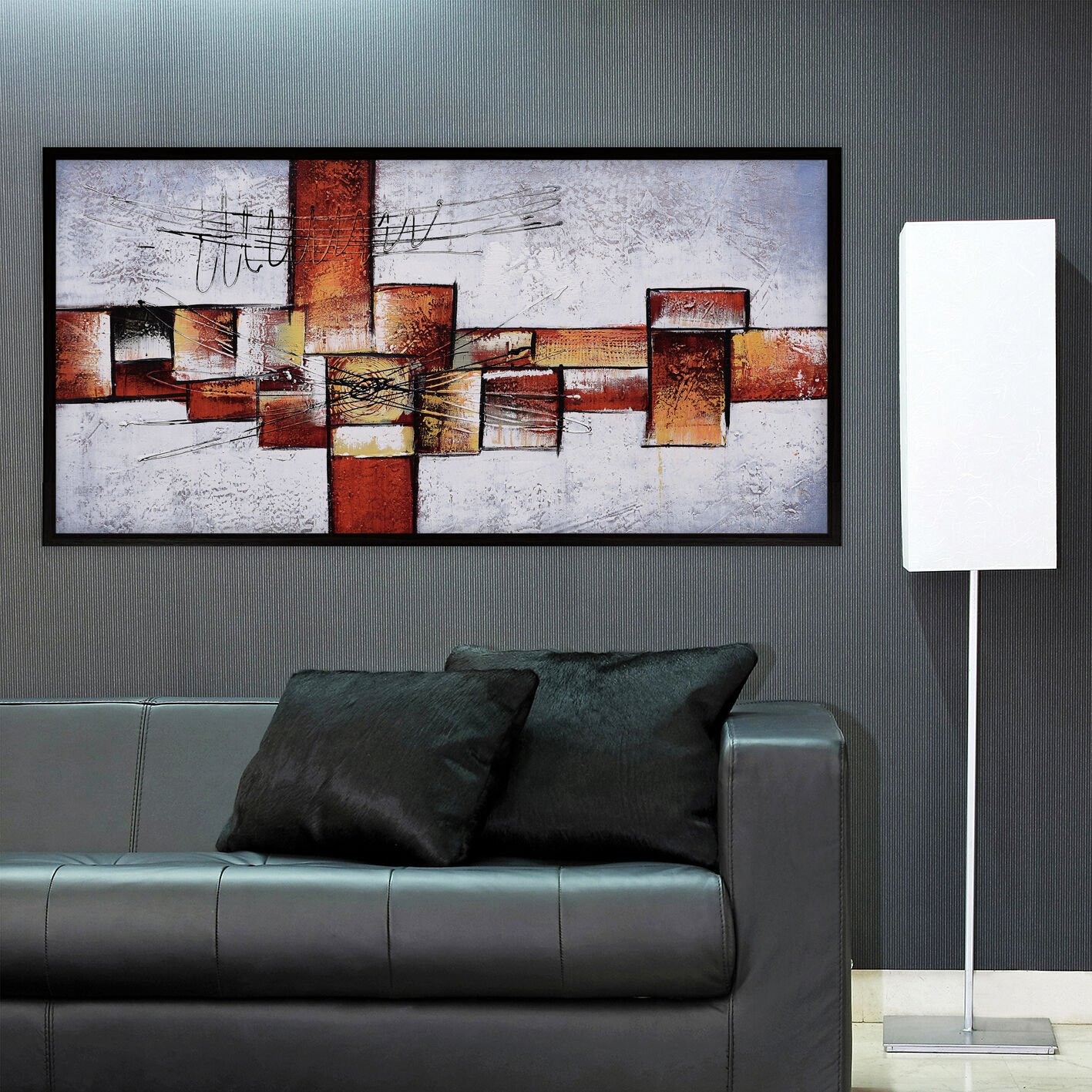 Renklerin Dansı Soyut Dokulu Yağlıboya Tablo