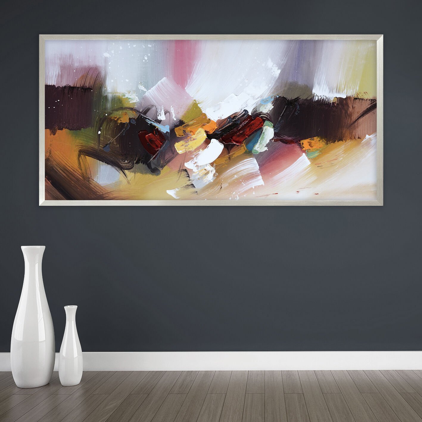 Hareketin İzleri Soyut Dokulu Yağlıboya Tablo