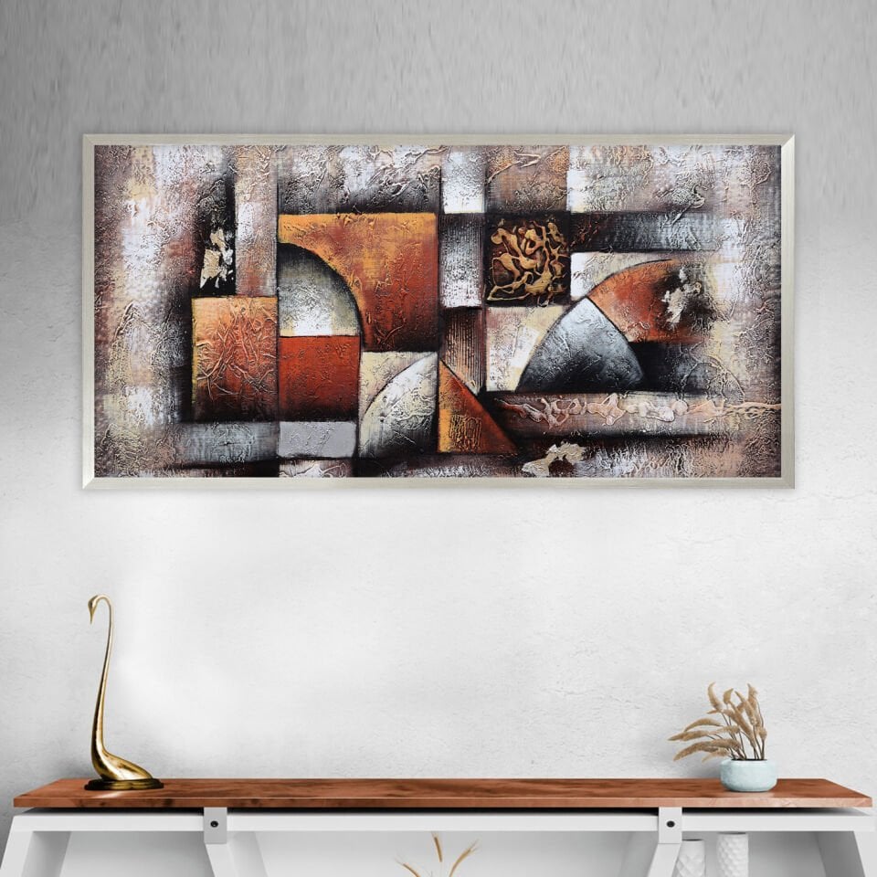 Düşey Ritm Soyut Dokulu Yağlıboya Tablo