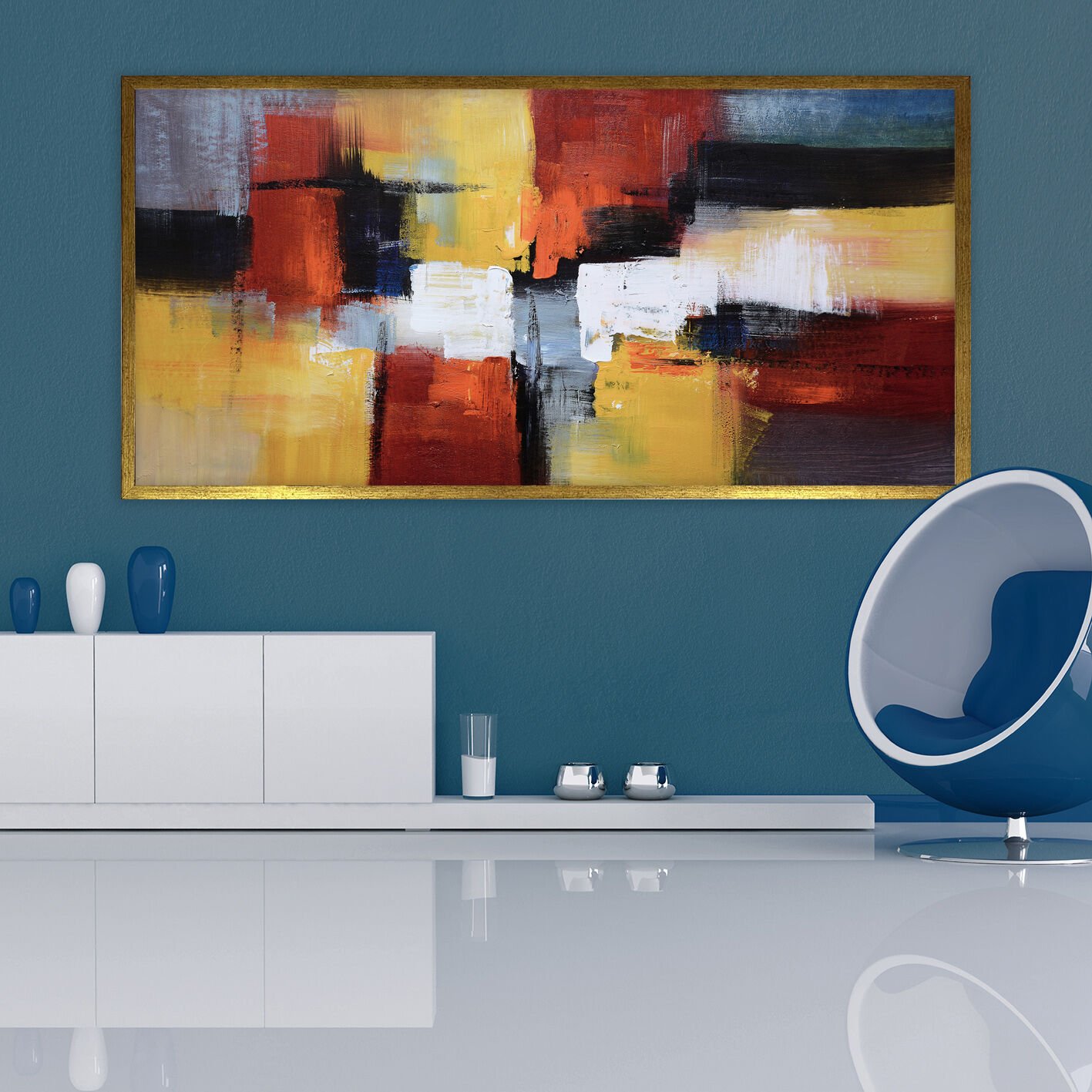 Renklerin Yerçekimi Soyut Dokulu Yağlıboya Tablo