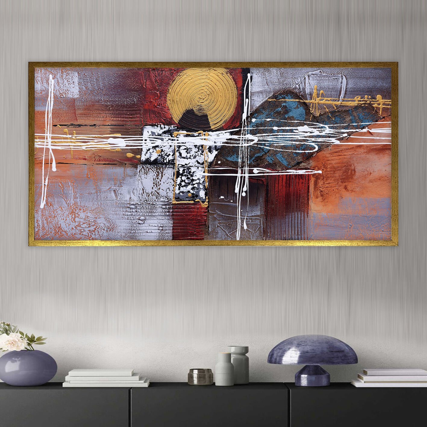 Görsel Dalgalanma Soyut Dokulu Yağlıboya Tablo