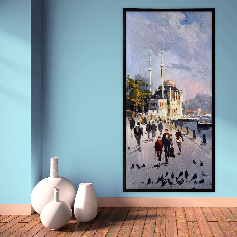 Kentin İçinden Manzara Dokulu Yağlıboya Tablo