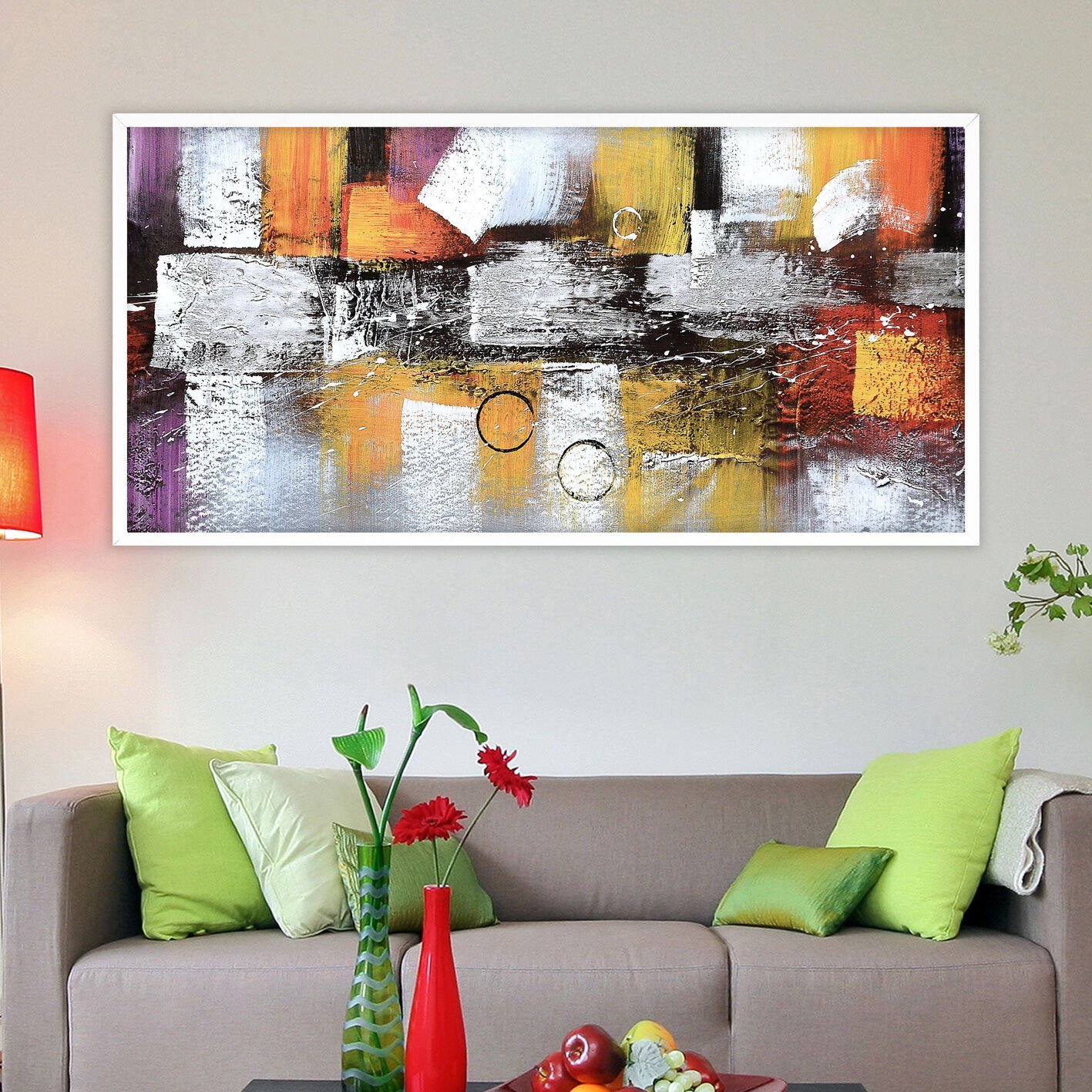 Soyut Kompozisyon Soyut Dokulu Yağlıboya Tablo