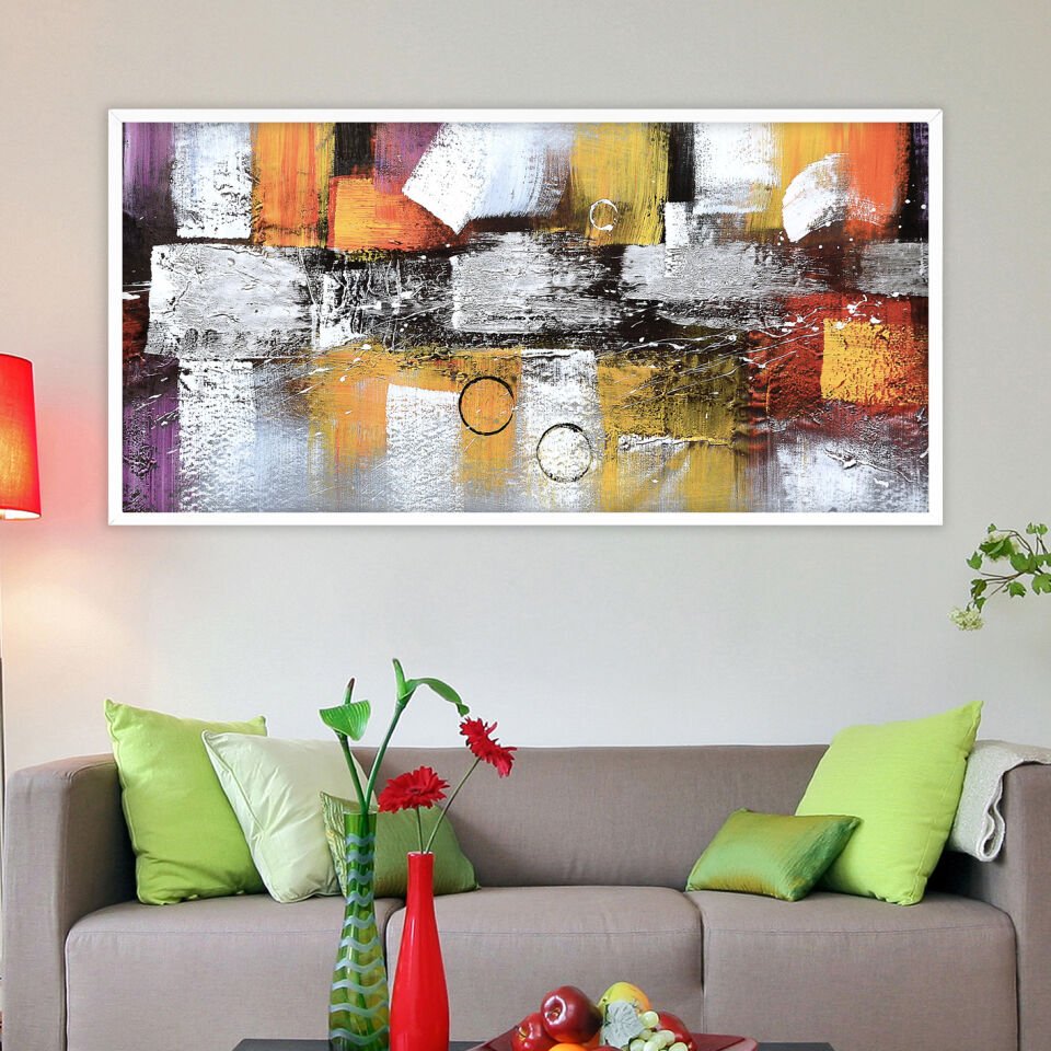 Soyut Kompozisyon Soyut Dokulu Yağlıboya Tablo