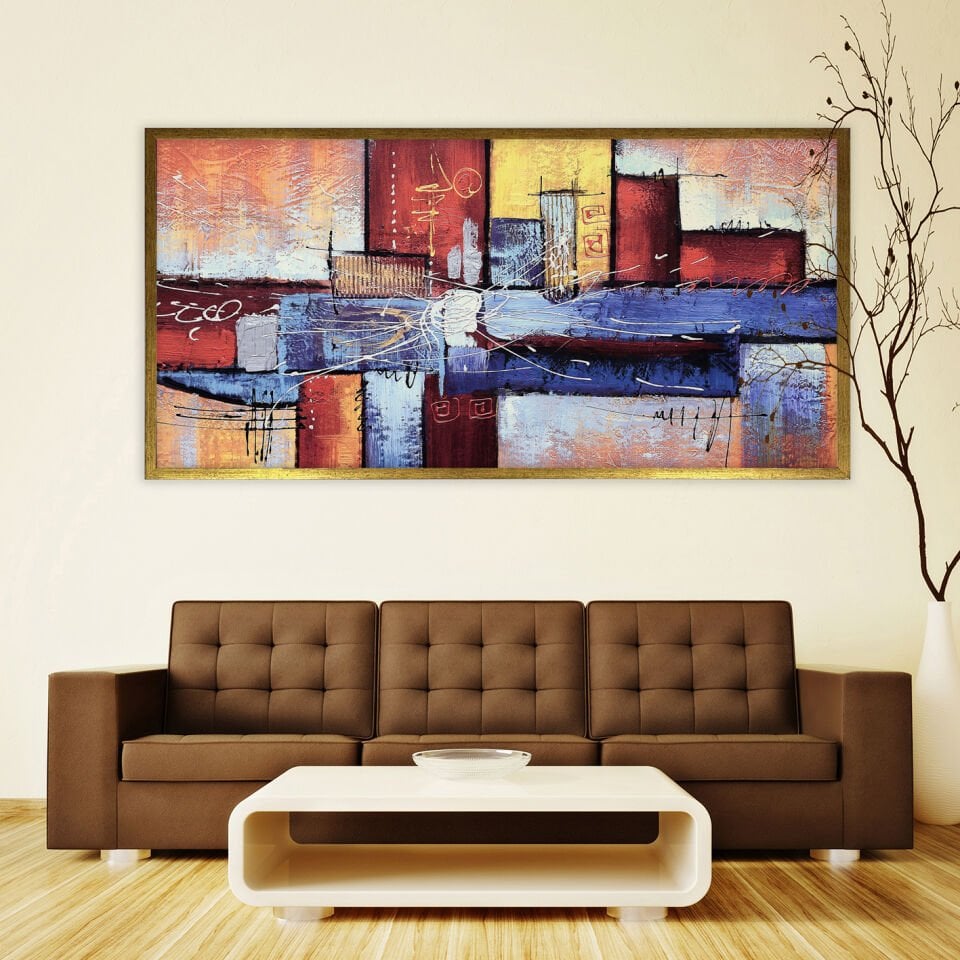 Kesişen Zamanlar Soyut Dokulu Yağlıboya Tablo