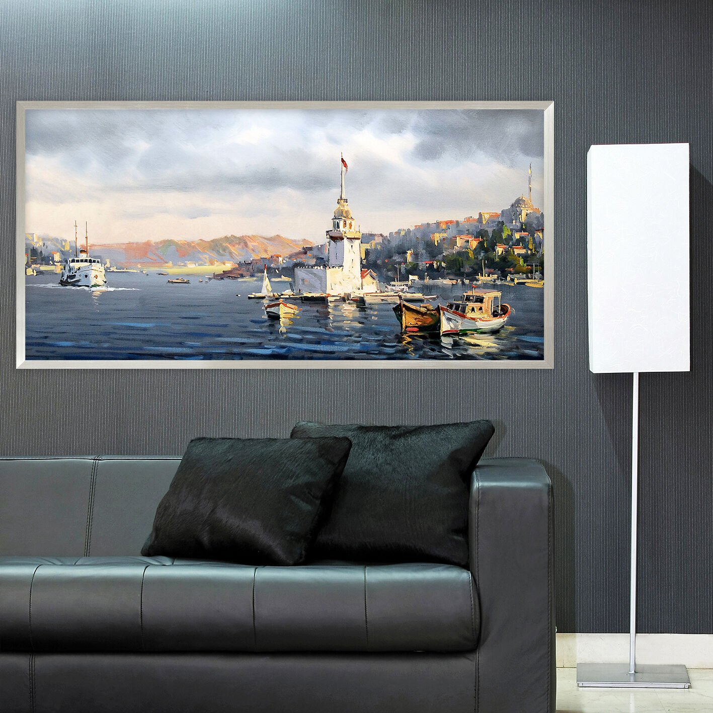 İstanbul’un Sakin Yüzü Manzara Dokulu Yağlıboya Tablo