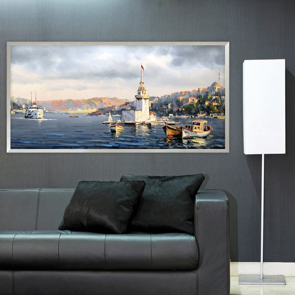 İstanbul’un Sakin Yüzü Manzara Dokulu Yağlıboya Tablo