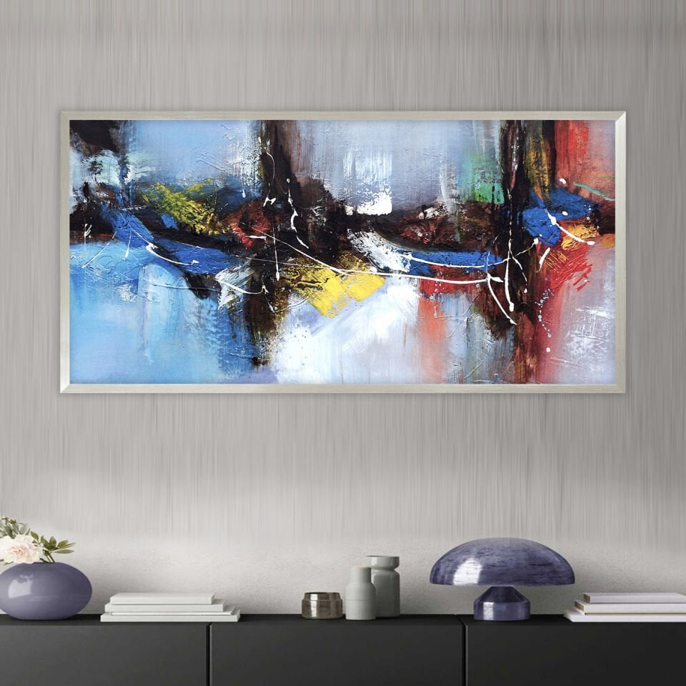 Renklerin Çarpışması Soyut Dokulu Yağlıboya Tablo