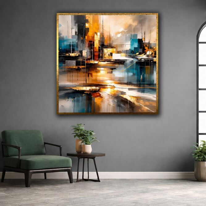 Modern Geometrik Soyut Tablo Dokulu Yağlı Boya Dekoratif Duvar Tablosu