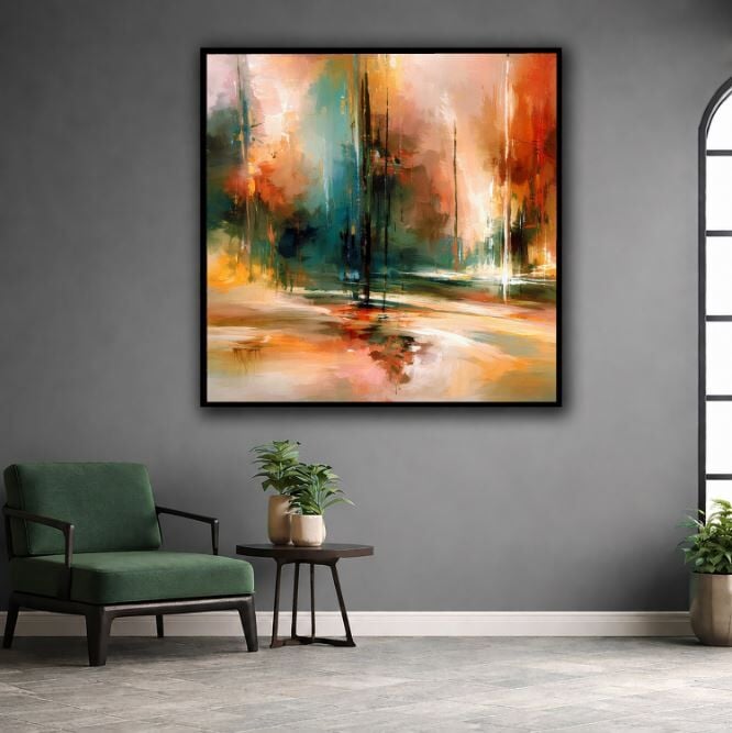 Renkli Soyut Tablo Dokulu Yağlı Boya Modern Dekoratif Duvar Tablosu