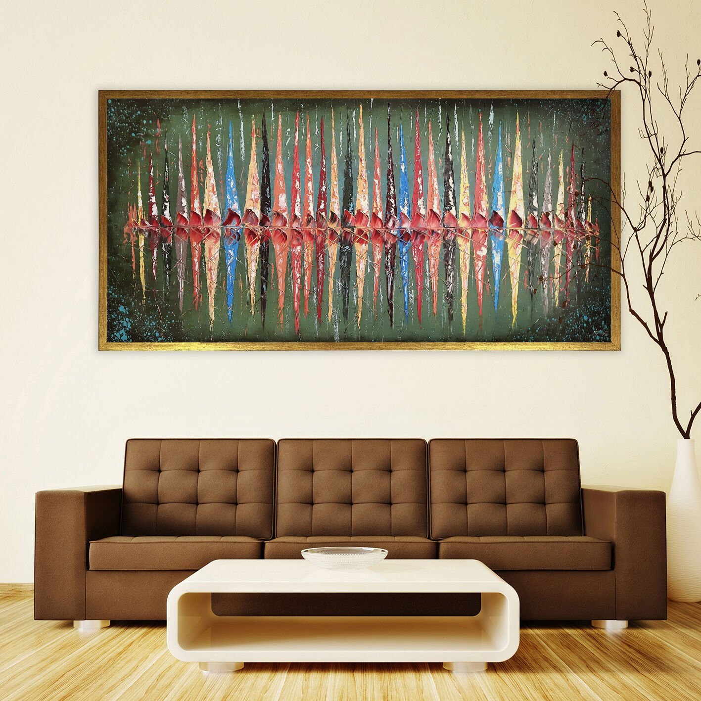 Ritmin Birliği Soyut Dokulu Yağlıboya Tablo