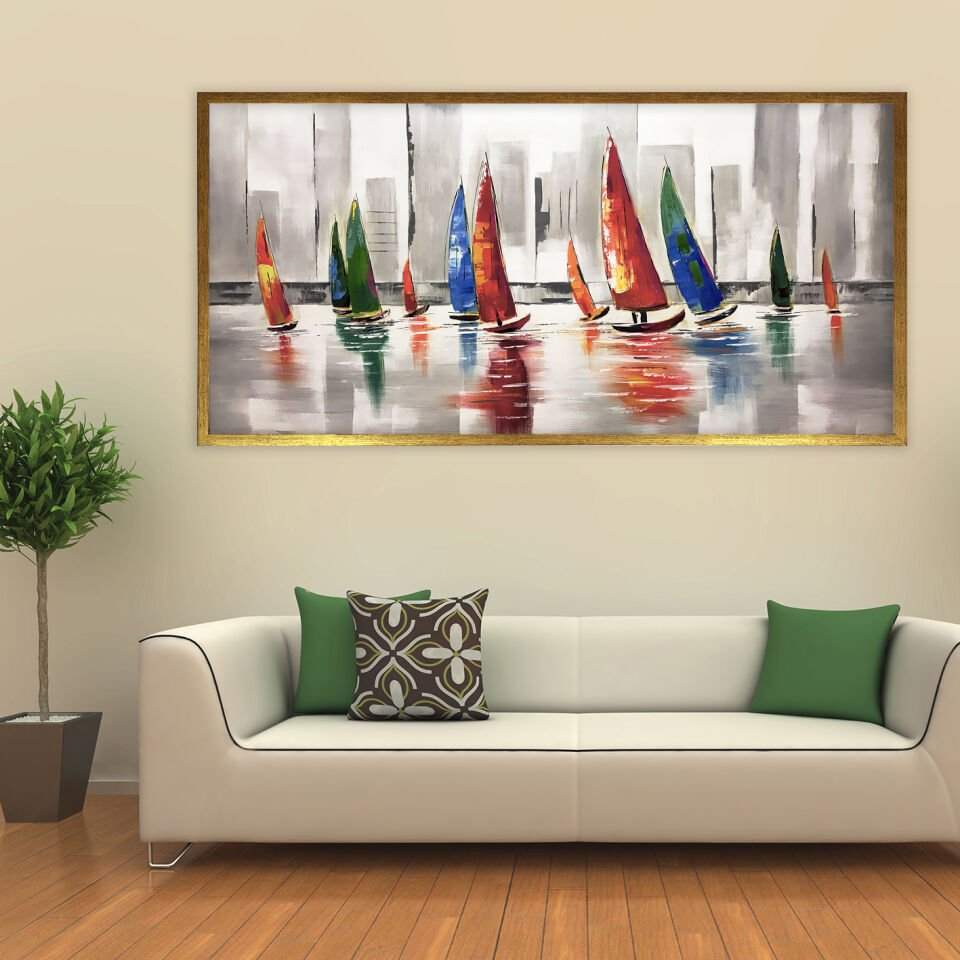 Renk Fırtınası Soyut Dokulu Yağlıboya Tablo