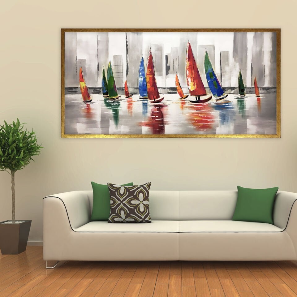 Renk Fırtınası Soyut Dokulu Yağlıboya Tablo