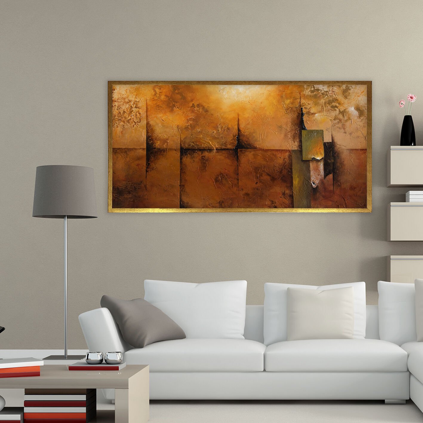 Sakin Tonlar Soyut Dokulu Yağlıboya Tablo