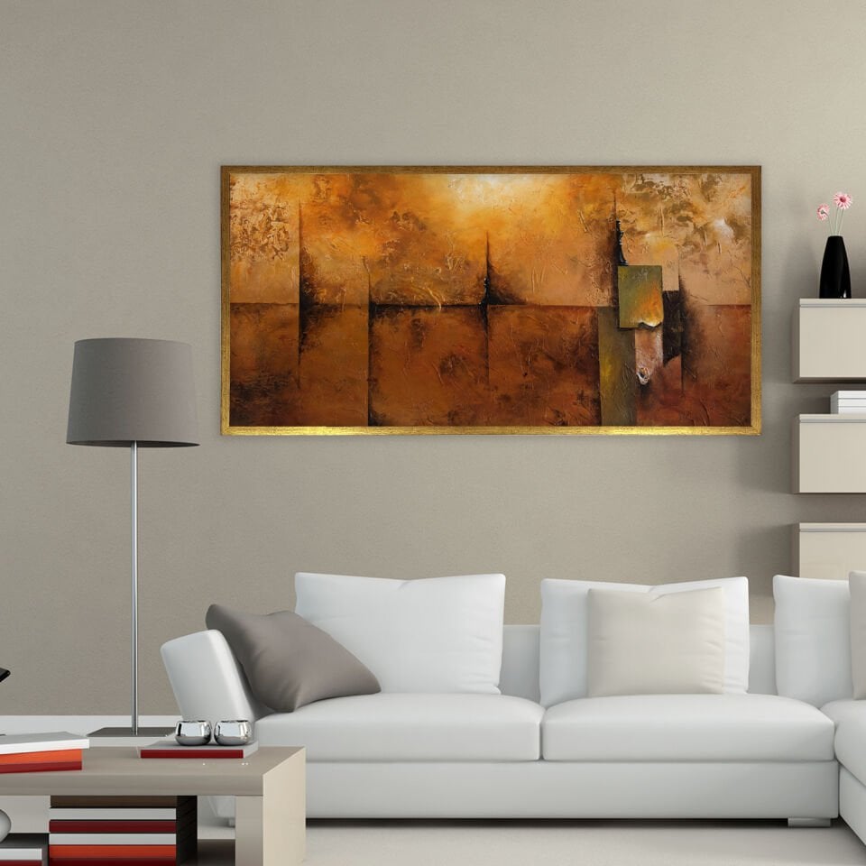 Sakin Tonlar Soyut Dokulu Yağlıboya Tablo