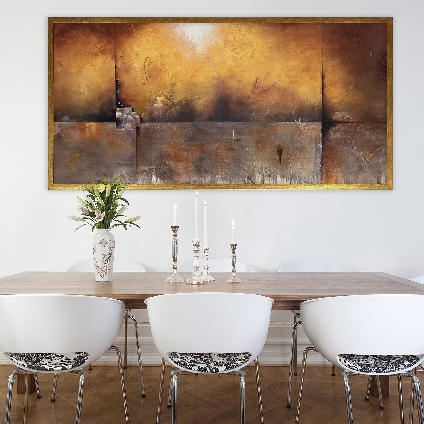 Gün Batımında Ufuk Soyut Dokulu Yağlıboya Tablo