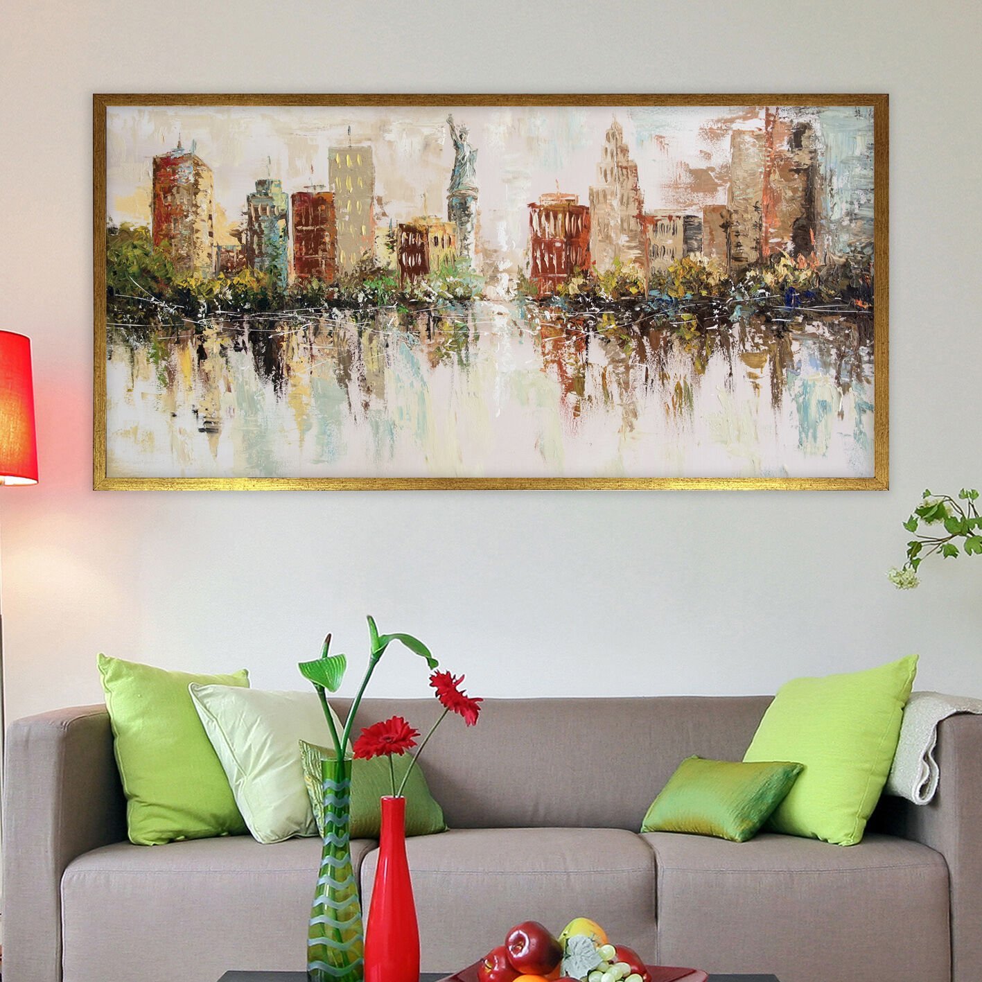 Kıyı Çizgisinde Dinginlik Soyut Dokulu Yağlıboya Tablo