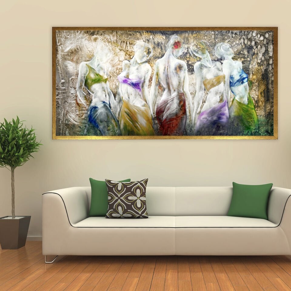 Modern İnsan İzleri Dokulu Yağlıboya Tablo