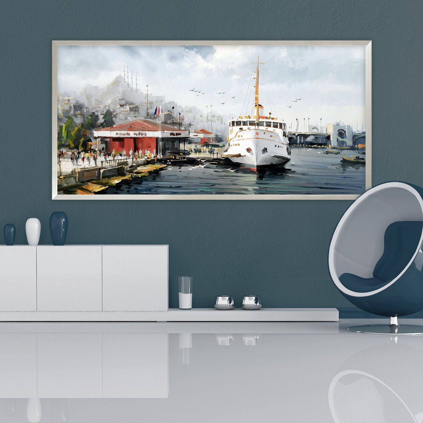 Limana Dönüş Manzara Dokulu Yağlıboya Tablo