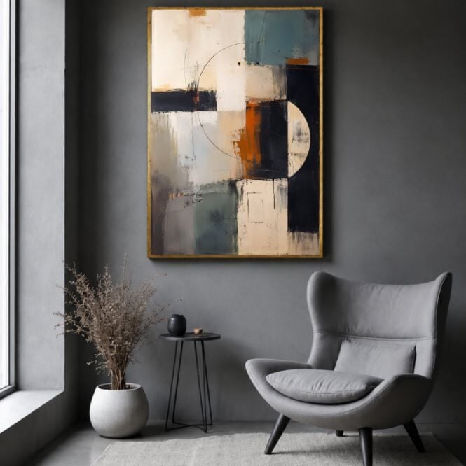 Modern Denge Geometrik Soyut Dokulu Yağlı Boya Tablo