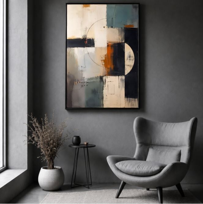 Modern Denge Geometrik Soyut Dokulu Yağlı Boya Tablo