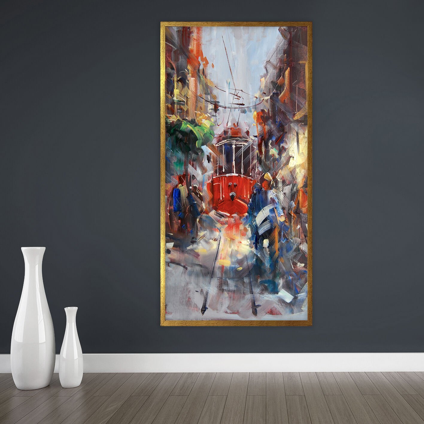 Beyoğlu’nda Akşam Manzara Dokulu Yağlıboya Tablo