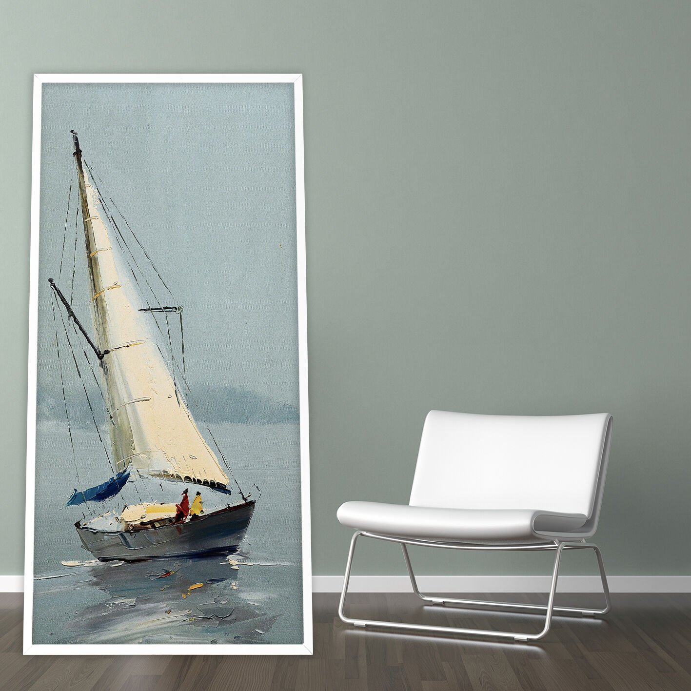 Yalnız Yelken Soyut Dokulu Yağlıboya Tablo