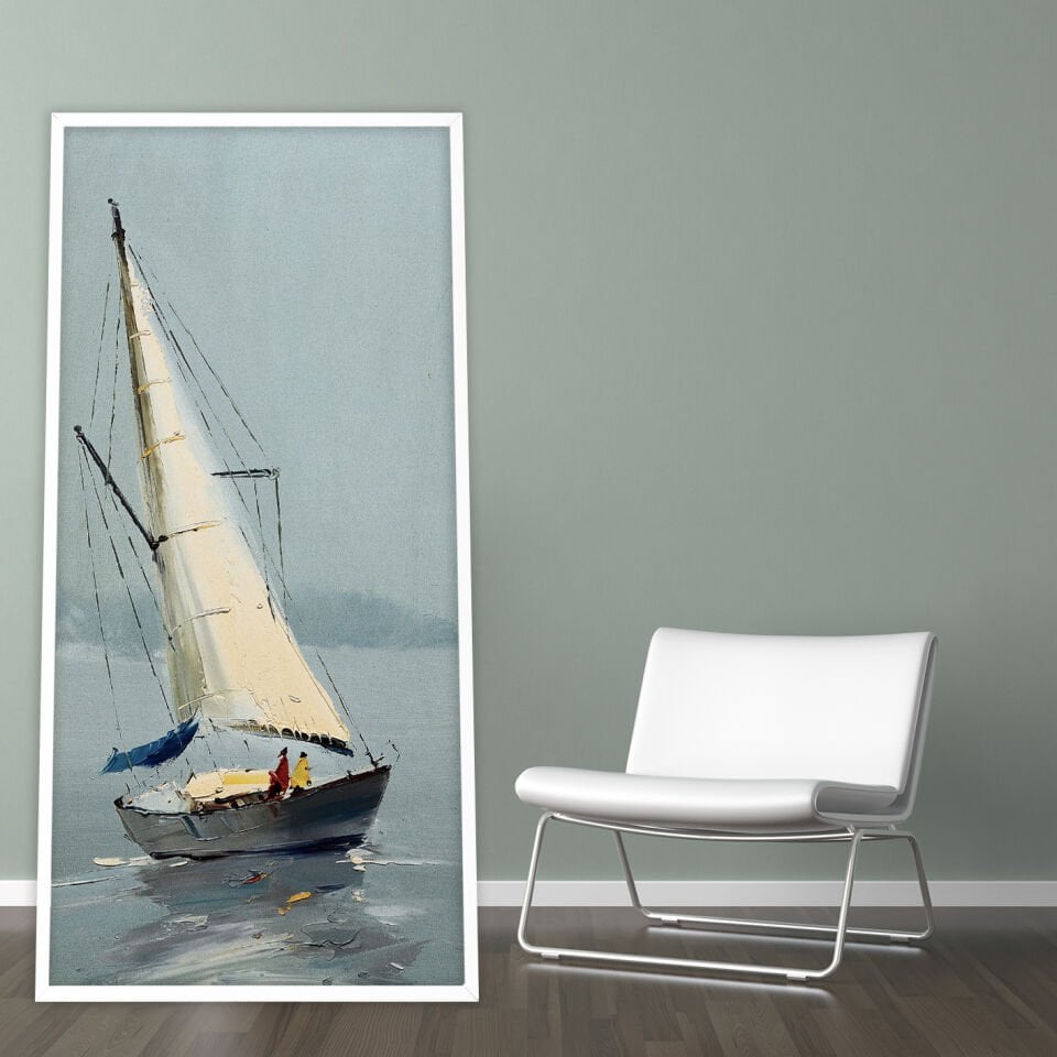 Yalnız Yelken Soyut Dokulu Yağlıboya Tablo