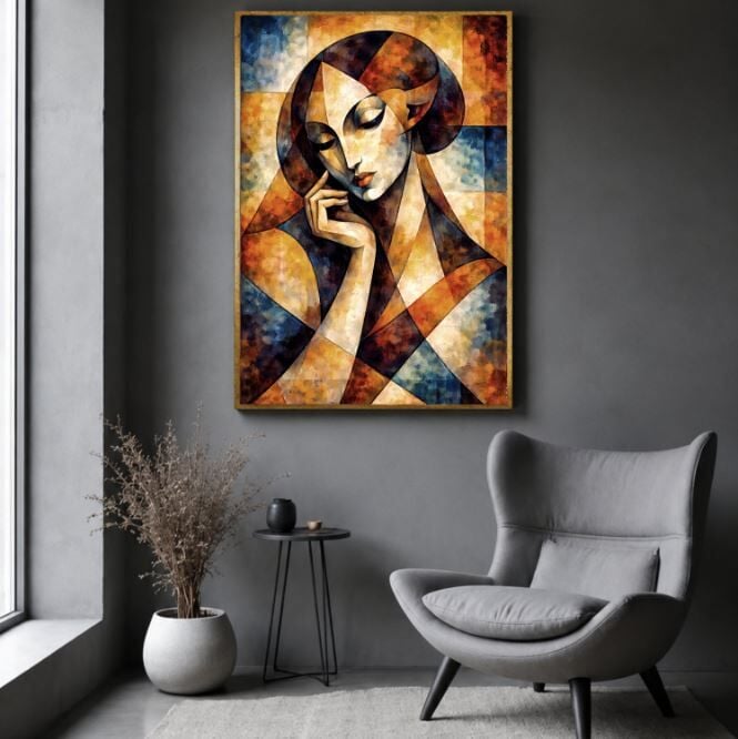 Kübist Kadın Yağlı Boya Tablo Soyut Figüratif Modern Sanat