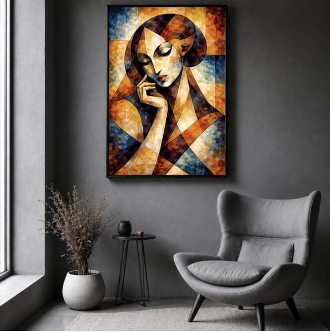Kübist Kadın Yağlı Boya Tablo Soyut Figüratif Modern Sanat