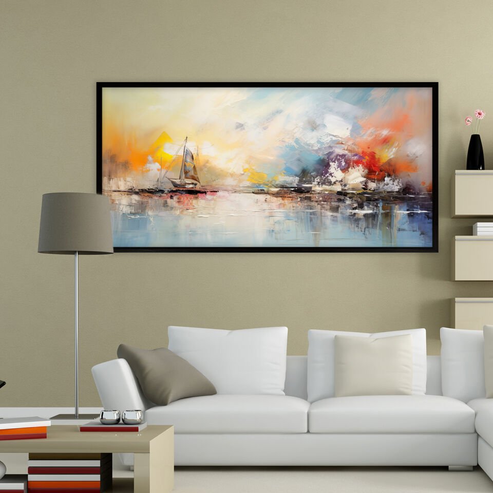 Renklerin Ufku Soyut Dokulu Yağlıboya Tablo