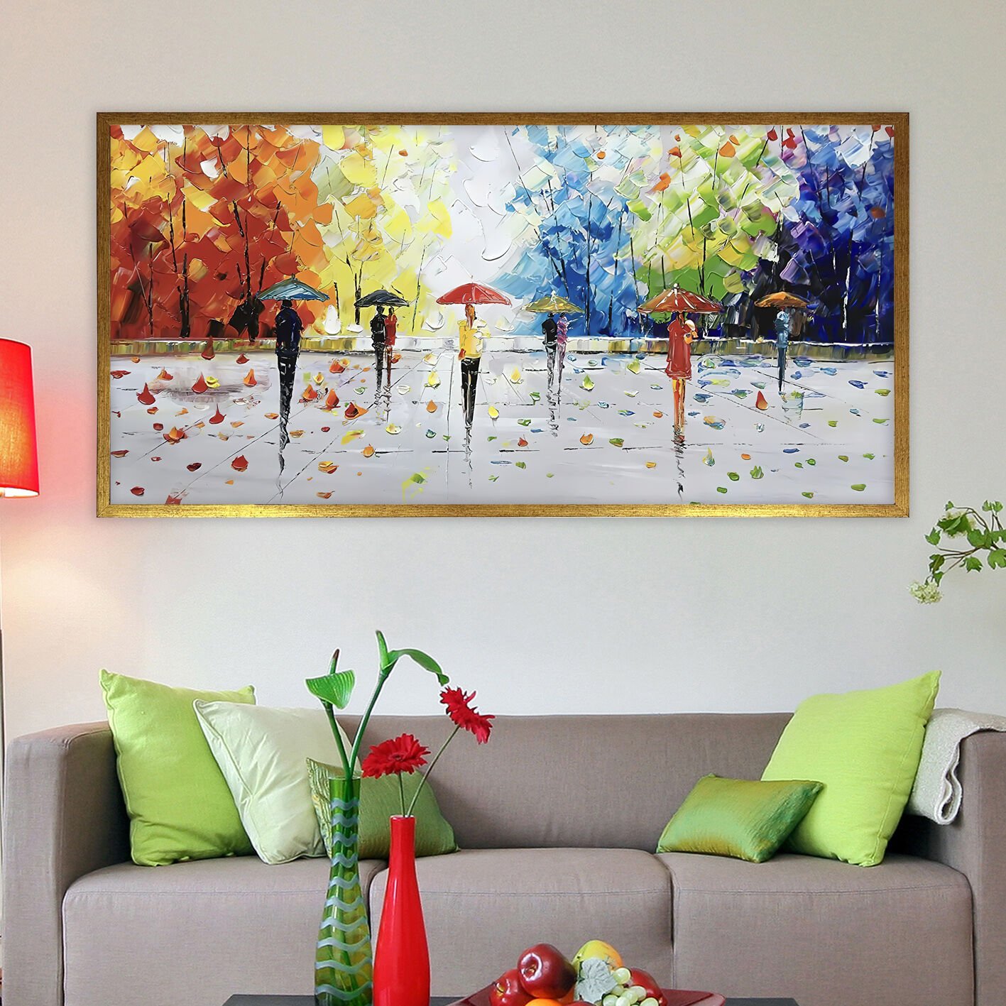 Yağmur Altında Dokulu Yağlıboya Tablo