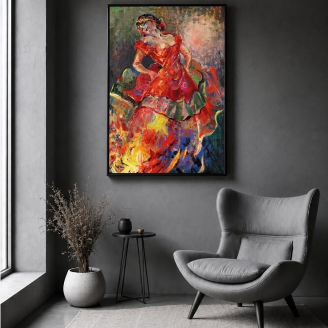 Flamenko Dansçısı Yağlı Boya Tablo Modern Figüratif Sanat