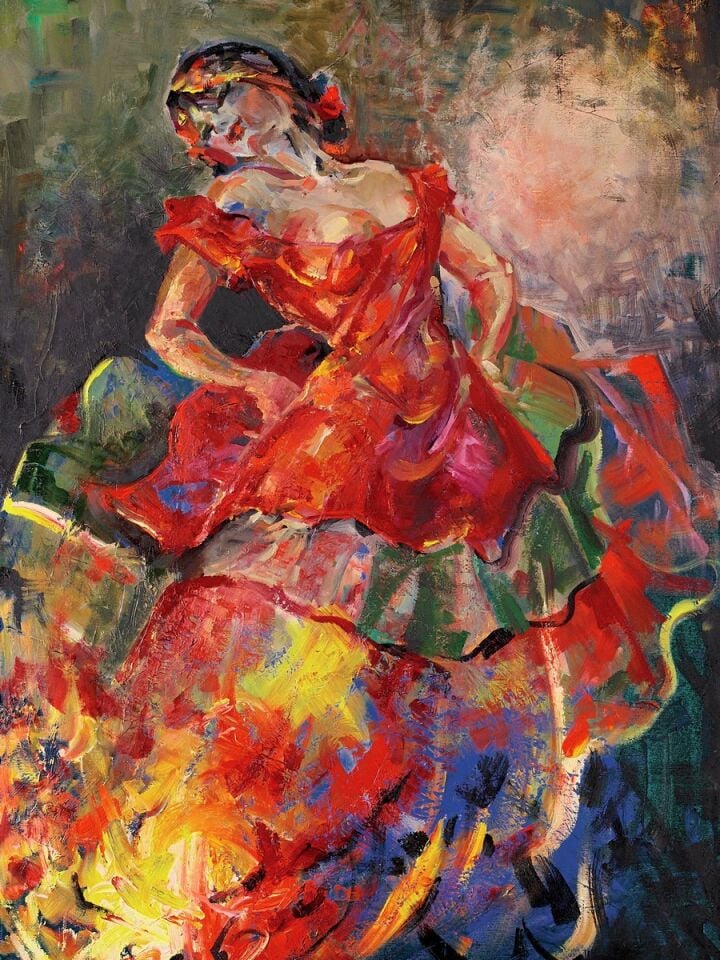 Flamenko Dansçısı Yağlı Boya Tablo Modern Figüratif Sanat