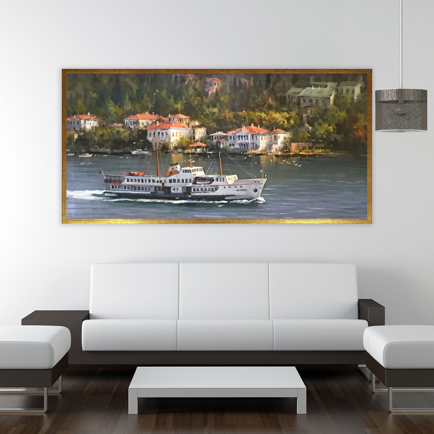 Boğazda Huzur Manzara Dokulu Yağlıboya Tablo