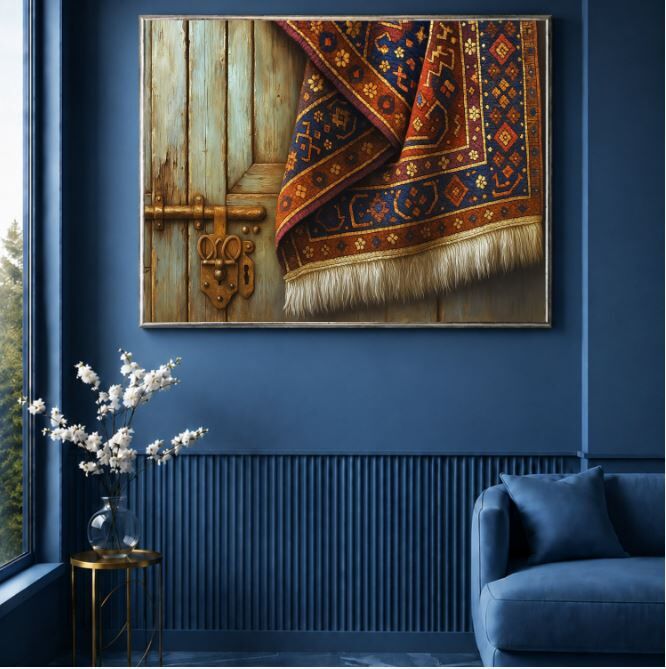 Anadolu Kilim Tablosu Etnik Desenli Rustik Dekoratif Duvar Tablosu