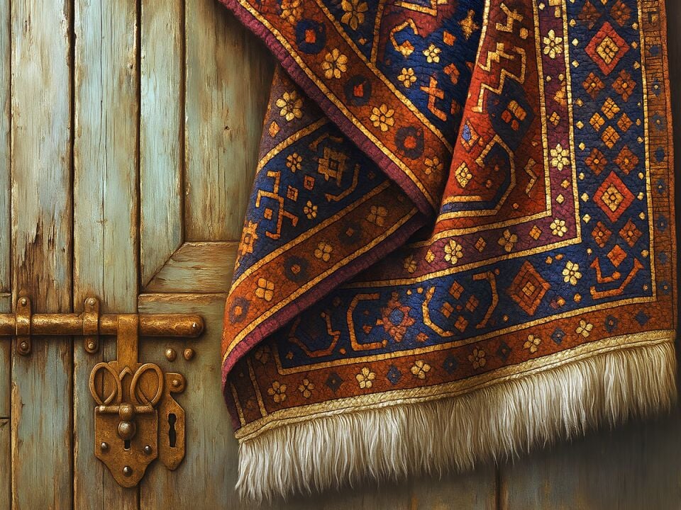 Anadolu Kilim Tablosu Etnik Desenli Rustik Dekoratif Duvar Tablosu