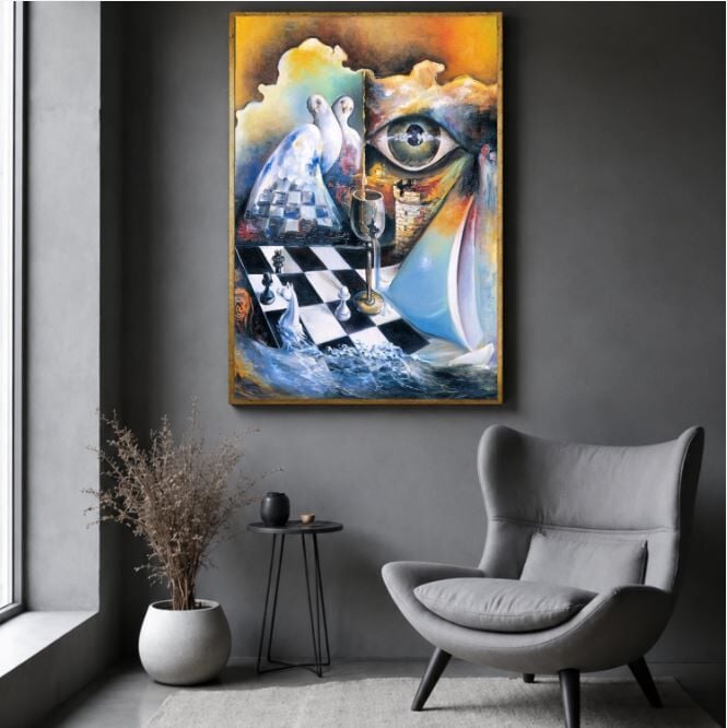 Sürreal Yağlı Boya Tablo Modern Sembolik Sanat Kompozisyonu